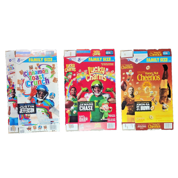 3 NFL Cereal Celebrations Boxes Justin Jefferson Ja'marr Chase Amon-Ra St Brown - Picture 1 of 7